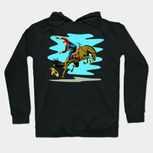 Cowboy Falling Off  Horse Retro Hoodie